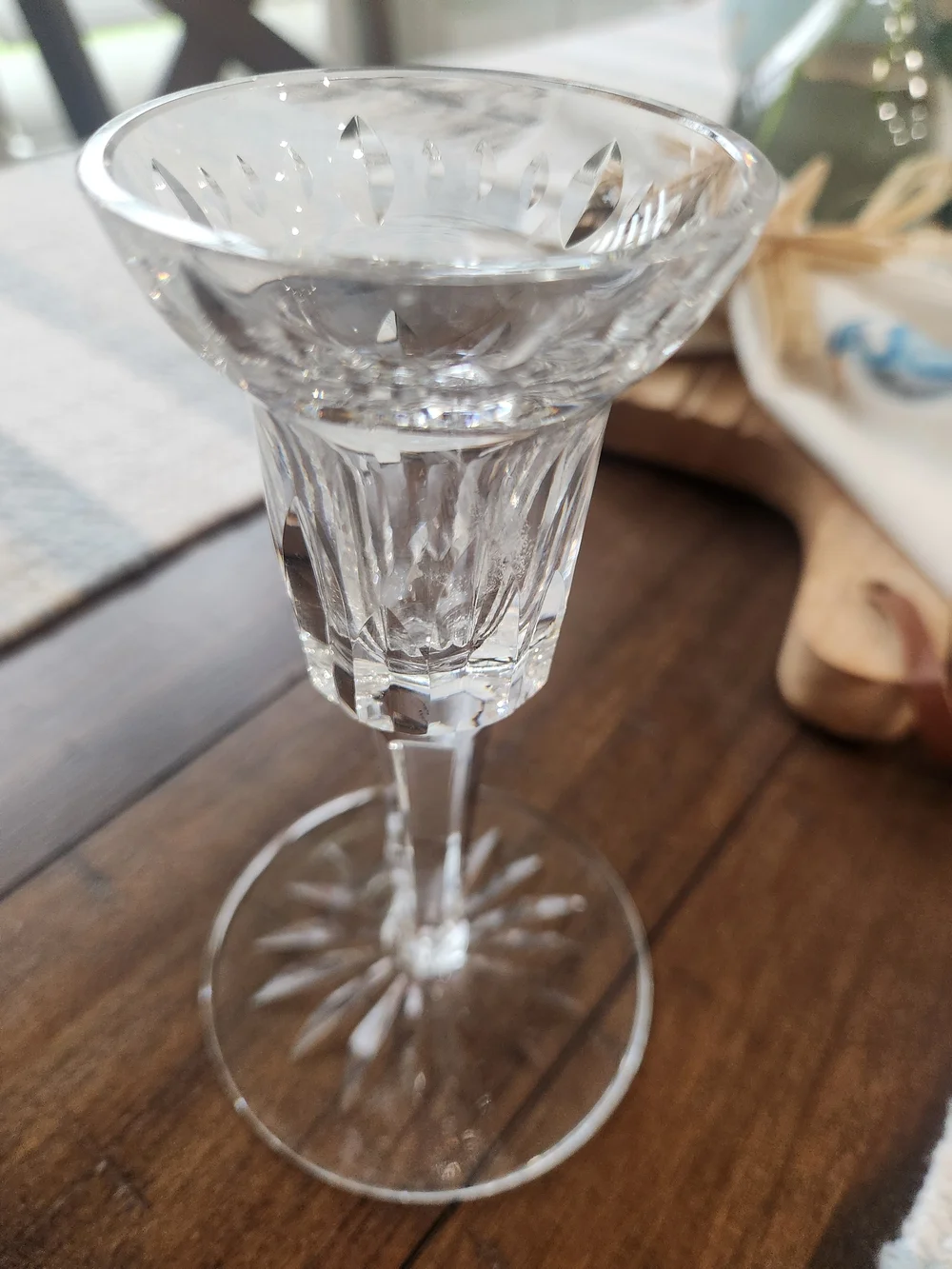 Vintage Cut Crystal Candlestick Holder  Starburst Base